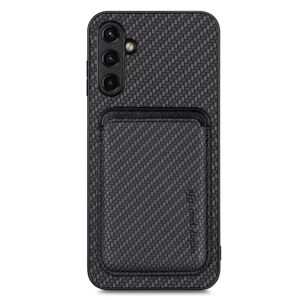 SKALO Samsung A54 5G Carbon Fiber Cover med kortholder - Sort Black