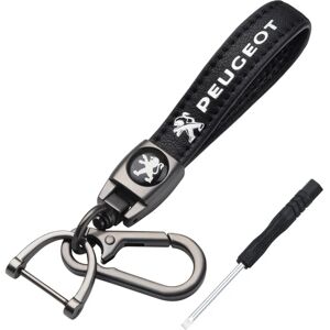 Læder bil nøglering sæt - Peugeot - Rejse Premium nøglering Clip Lanyard tilbehør Dekor gave, 1 stk.