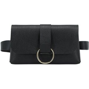 Dame bæltetaske Flap Læder Fanny Pack SORT SORT Black