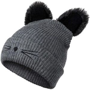 Kvinder Piger Katte Ører Beanie Hat Vinter Varm Strikket Ski Hat Grey