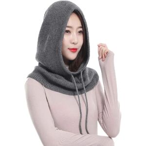 Kvinder Balaclava Hættehue Vinter Cashmere Strikkede Beanie Hatte Ski Mask Ski Cap Outdoor (Mørkegrå)