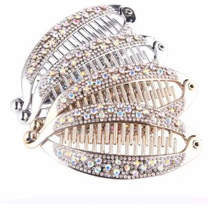 4 Stk Elegant skinnende Rhinestone Crystal Banan Clip Hår Clinche