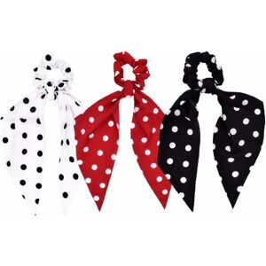 3 stk Polka Dot Hair Scrunchies Vintage Plet Hår tørklæde Slips Sty