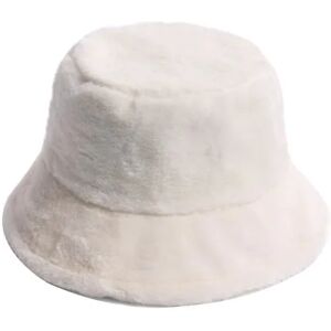 FLOWER LOST Varm hat Bred skygge Unisex Fluffy Vinter Blød Hat Dame imiteret Fur Bucket Cap (hvid)