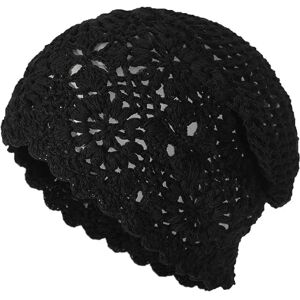 Galaxy Strikkede Beanies til kvinder Håndlavede Hæklede Beanie Slouch Beanie Hat (sort)