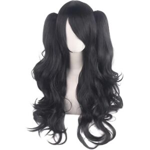 FMYSJ Lolita Long Curly Clip On Ponytails Cosplay Wig, Double Hestehale Tiger Clip Long Curly Wig (jet Black),wz-1348 (FMY)