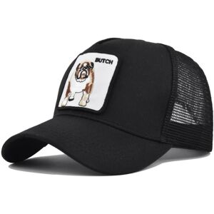 Bulldog Broderad baseballkasket Djurbroderad Patch Peaked Cap Mesh Passad Cap brätte Solhatt Sommarhatt black