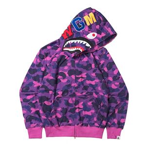 Bape hættetrøje Shark out Ape Camo Print bomuldsjakke med fuld lynlås til W lila M