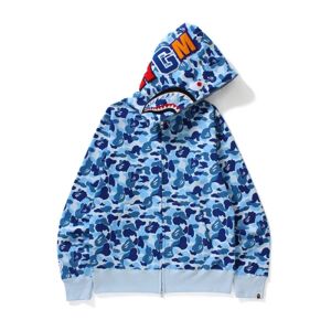 Bape hættetrøje Shark out Ape Camo Print bomuldsjakke med fuld lynlås til W blå M