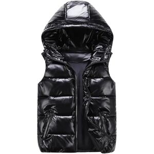 Sliktaa Unisex Shiny Vandtæt ærmeløs jakke Letvægts puffervest - Black M