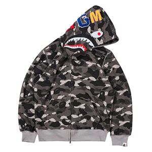 hark Mouth 3d print hættetrøje Wgm broderet cardigan camouflage hættetrøje. grey S