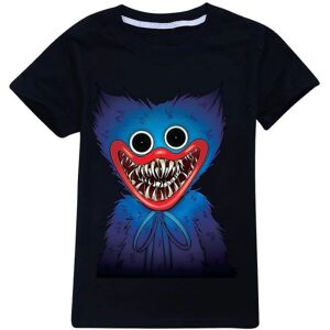 Poppy Playtime Huggy Wuggy Print Sommer T-shirt Børne Kortærmede Basic Tee Tops 11-12 Years Black