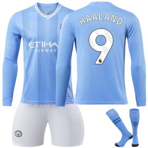 23-24 Manchester City Home Børnefodbold Langærmet trøje nr. 9 Haaland 6-7years