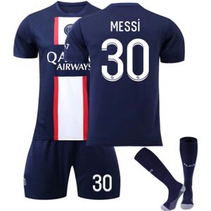 Unbranded Fodboldsæt Fodboldtrøje Trænings-T-shirt nr. 30 Messi Blue/White kids 28(150-160cm)