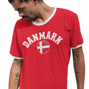 Highstreet Rød tippet T-shirt med Danmarks supporter print kaldeskjorte XL
