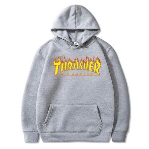 Unisex Thrasher Hættetrøje Bogstavtrykt Sweatshirt Hætte med snøre og lomme