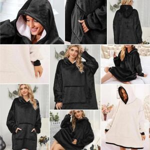 Oversized Hoodie Snuggie Oversized hættetrøje tæppe med hætte Black