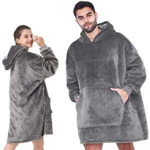 Oversized Hoodie Snuggie Oversized hættetrøje Filt hætte Oversize Grå Grey