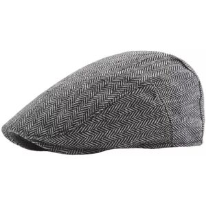 b behover. Herre baret kasket fint mønster sort brun grå gatsby Grey one size