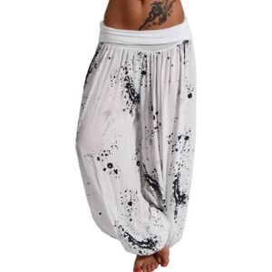 Kvinnor Boho Harem Pants Yoga Casual Baggy Hareem Byxa white M