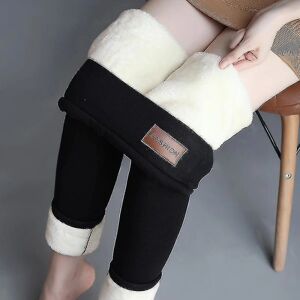 Vinter sherpa fleece forede leggings til kvinder højtaljet strækbare tykke kashmir leggings Plys Varm termisk black 3XL