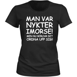 Mand var ædru i morges - T-SHIRT - DAME sort XL