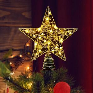Christmas Tree Topper, 9,84in Tree Topper, glitrende lys Juletræ Star Topper til juletræ