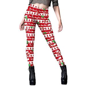 Kvinders juleleggings Højtaljede træningsbukser Tummy Control Santa Claus Print Gym Legging Tights B230-1121 XL