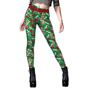 Kvinders juleleggings Højtaljede træningsbukser Tummy Control Santa Claus Print Gym Legging Tights B230-1120 XL