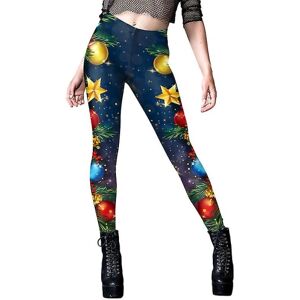 Kvinders juleleggings Højtaljede træningsbukser Tummy Control Santa Claus Print Gym Legging Tights B230-1119 XL