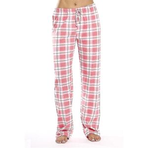 Kvinders pyjamasbukser med lommer, blød flannel plaid pyjamasbukser til kvinder CNR pink M