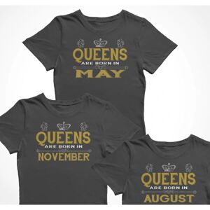Highstreet Dronninger er født i ...Vælg din måned - Fødselsdagsgave t-shi Black S
