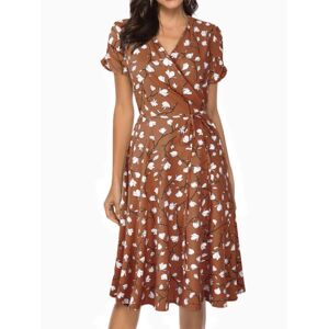 Sexy Dance Dame Baggy Midi-kjoler Printet Large Hem Dress Beach Sundress Coffee M