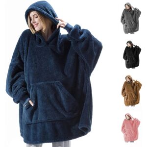 QQQUN Hættetrøjetæppe, Oversized Sherpa-hættetrøje, Bærbart hættetrøje Sweatshirt-tæppe, Superblødt, varmt hyggeligt tæppe-hættetrøje, One Size Passer alle voksne blue