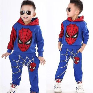 Kids Boy Spiderman Sportswear Hættetrøje Sweatshirt Bukser Suit Suit Tøj Blue 4-5 Years