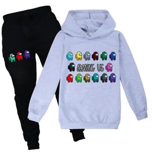 Kids Game Among Us Sweater Hoodie Bukser Træningsdragt Sæt trendy gray 120cm