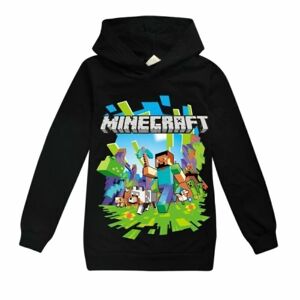 Børn Drenge Minecraft Hættetrøje Træningsdragt Sæt Langærmede Hættetrøjer H black hoodie 5-6 years (130cm)