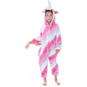 Piger Børn Unicorn 1onesie Kostume Pyjamas Fleece Jumpsuit Blødt Nattøj Pyjamas Pjs 4-7 år Roman B