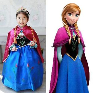 Elsa 3-8 år pige frosne cosplay kjoler prinsessekjole 3-4 Years