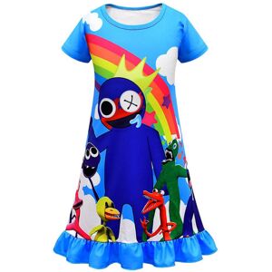 Børn Piger Roblox Rainbow Friends Printet pyjamas Pjs T-shirt kjole Casual sommer flæse natkjole Blue 7-8Y