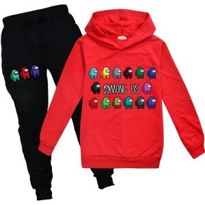 Kids Game Among Us Sweater Hoodie Bukser Træningsdragt Sæt trendy red 140cm