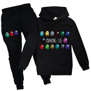 Kids Game Among Us Sweater Hoodie Bukser Træningsdragt Sæt trendy black 130cm