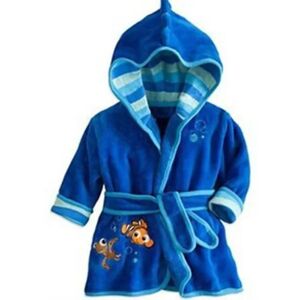 Børn Baby Mickey Mouse Hætte hætte Fleece Morgenkåbe Tegnefilm Dyre Nattøj 1-6 år Blue Goldfish 1-2 Years