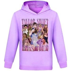 Taylor Swift The Eras Tour Hættetrøjer med tryk Børn Teenagere Drenge Piger Hættetrøje Jumper Langærmede Pullover Toppe Purple 150