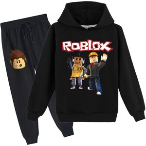 Roblox hættetrøjetøj Termisk hættetrøje til børn Roblox hættetrøjesæt med tryk black 140cm