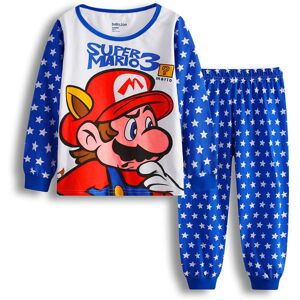 Super Mario Pyjamassæt til drenge, tegneserie T-shirt og bukser 2-delt pyjamas til 4-7 år, Nattøj til børn Pj Gave C 6-7 Years