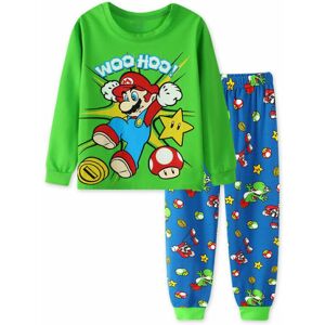 Super Mario Pyjamassæt til drenge, tegneserie T-shirt og bukser 2-delt pyjamas til 4-7 år, Nattøj til børn Pj Gave B 6-7 Years