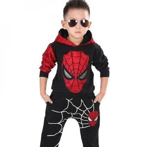 Kids Boy Spiderman Sportswear Hættetrøje Sweatshirt Bukser Suit Suit Tøj Black 4-5 Years