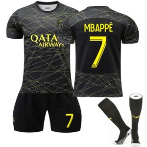 Unbranded Fodboldsæt Fodboldtrøje Trænings-T-shirt til nr. 7 Mbappe Black kids 28(150-160cm)