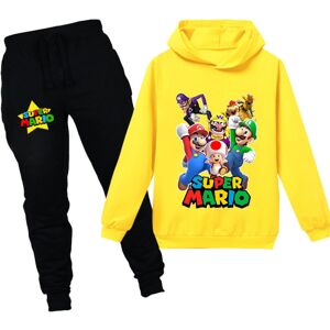 LD Super Mario Boys Girls Pullover Hættetrøje og joggingbukser Tøjsæt Sportstøj Børnetøj 110cm(3-4years) yellow